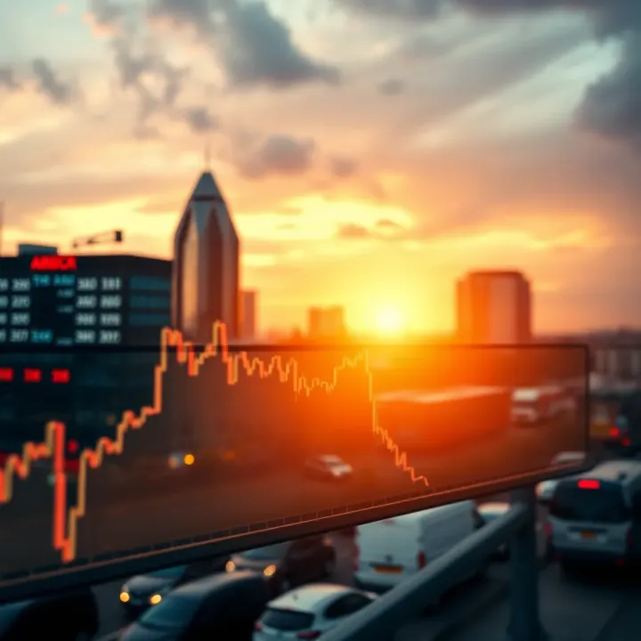 Graph showing upward trend with Johannesburg skyline in background