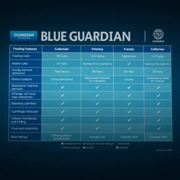 Comparison chart highlighting key trading rules and features of Blue Guardian versus other global and local prop firms