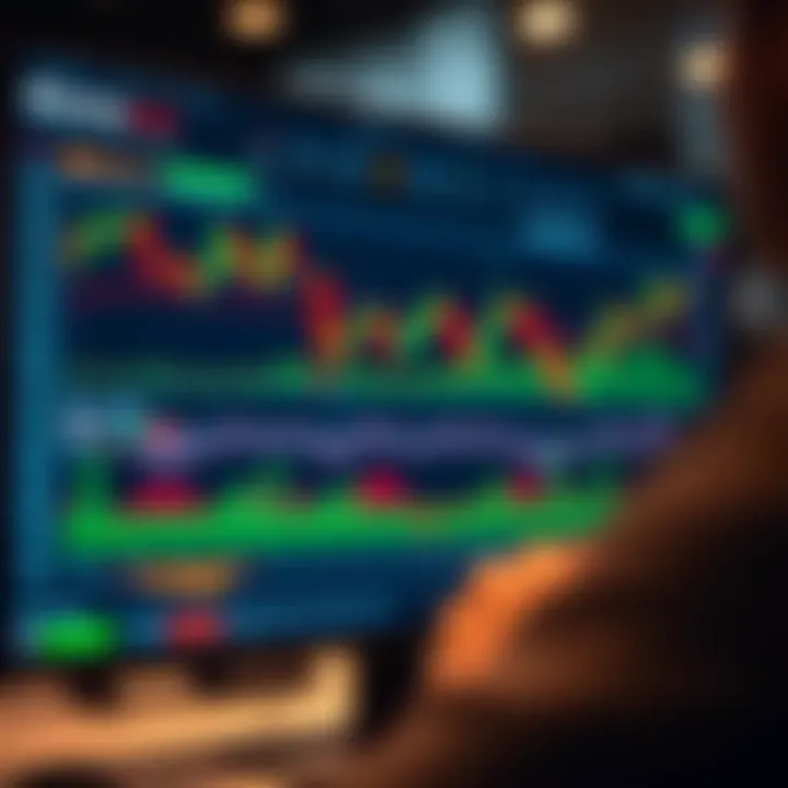 Digital trading platform interface showing market charts and binary options features