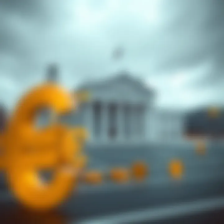 Illustration of central bank buildings with currency symbols highlighting their role in exchange rate movement