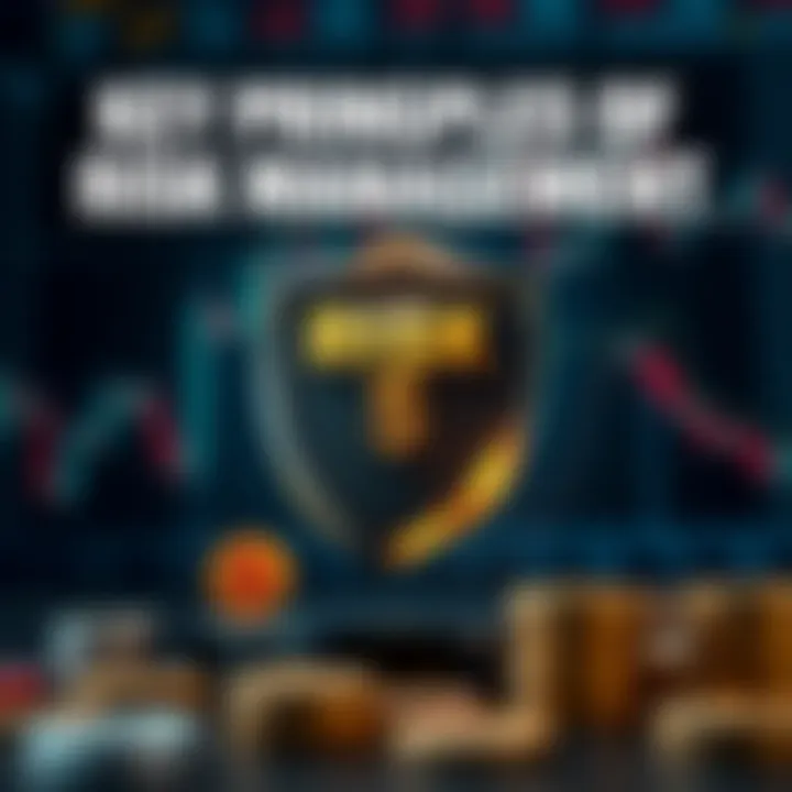 A conceptual illustration of risk management in forex trading with shield and currency symbols