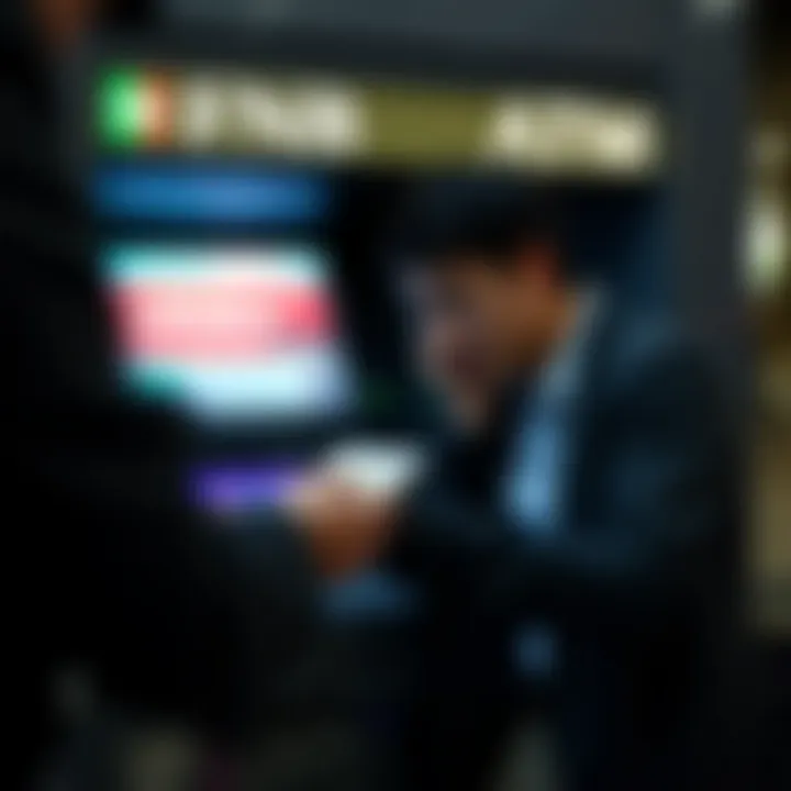 Cash Withdrawal from FNB ATM Using eWallet Secure cash withdrawal transaction at an FNB ATM using eWallet service without a bank card