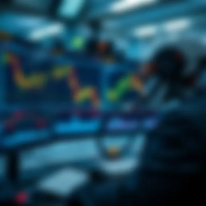 Illustration of an automated trading system analyzing forex currency charts and executing trades