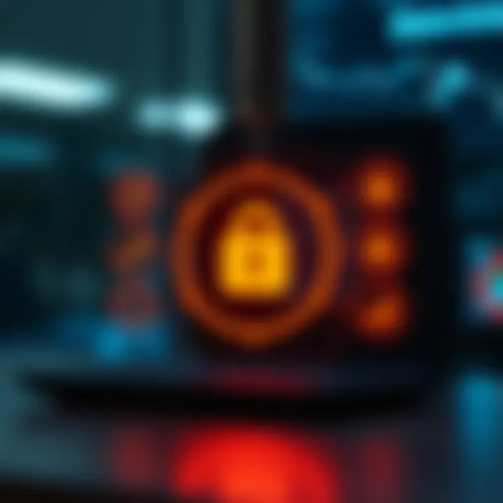 Conceptual illustration of secure online trading with regulatory compliance symbols