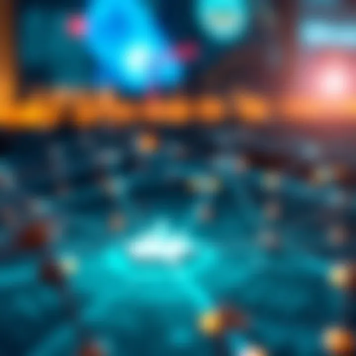 Graphic representation of Solana blockchain network with nodes and connections illustrating technology upgrades