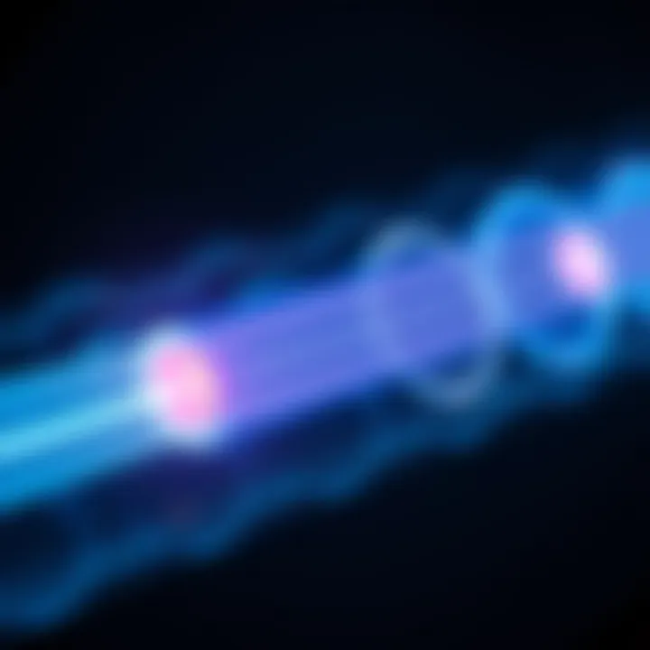 Diagram illustrating how light propagates through a fibre optic core by total internal reflection