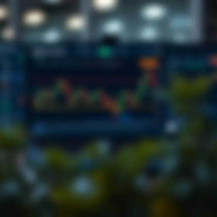 User interface of a digital trading platform showing charts and market trends