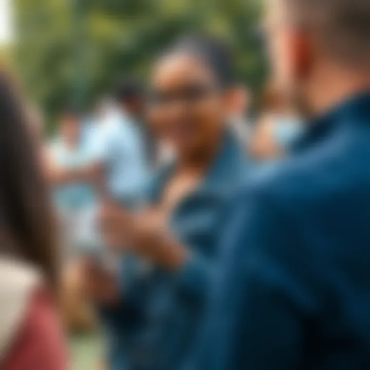 Stacey Burke Involved in Community Initiatives Stacey Burke engaging in community activities and discussions in an outdoor event