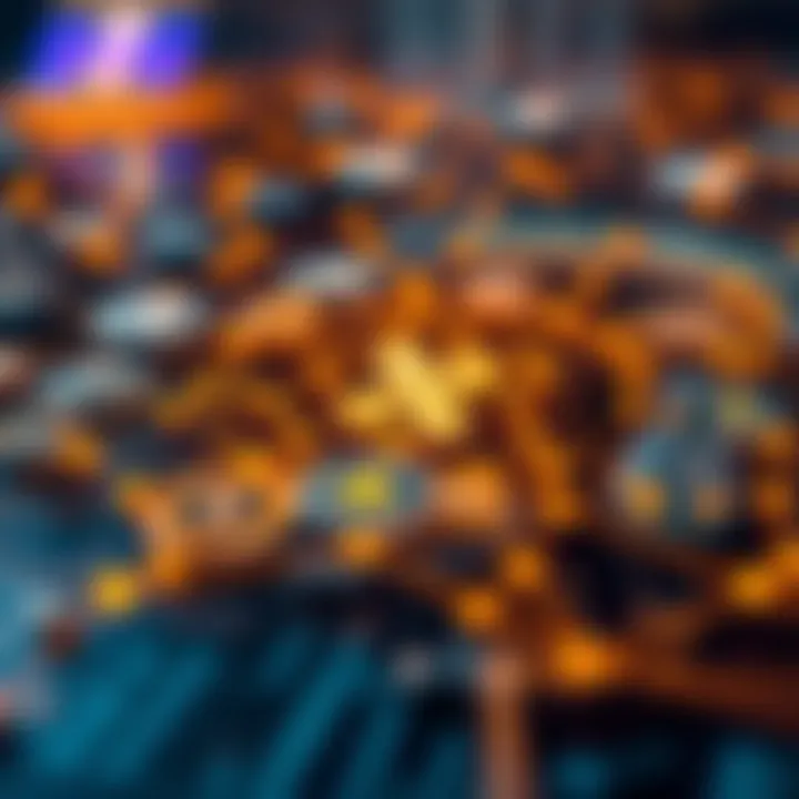 Diagram illustrating the Ripple network connecting various financial institutions through blockchain technology