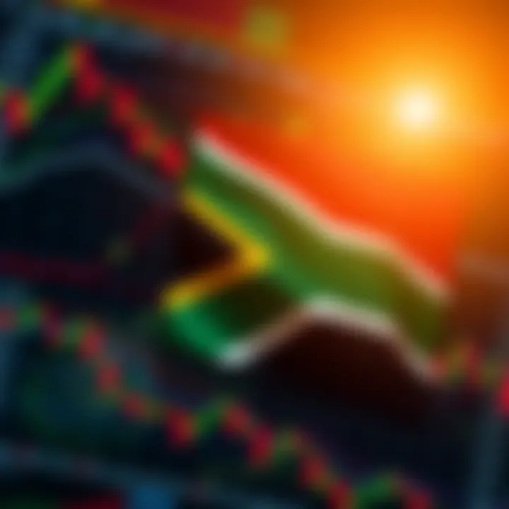 CFD Trading Context for South African Investors Illustration of South African flag overlaying financial charts and currency symbols