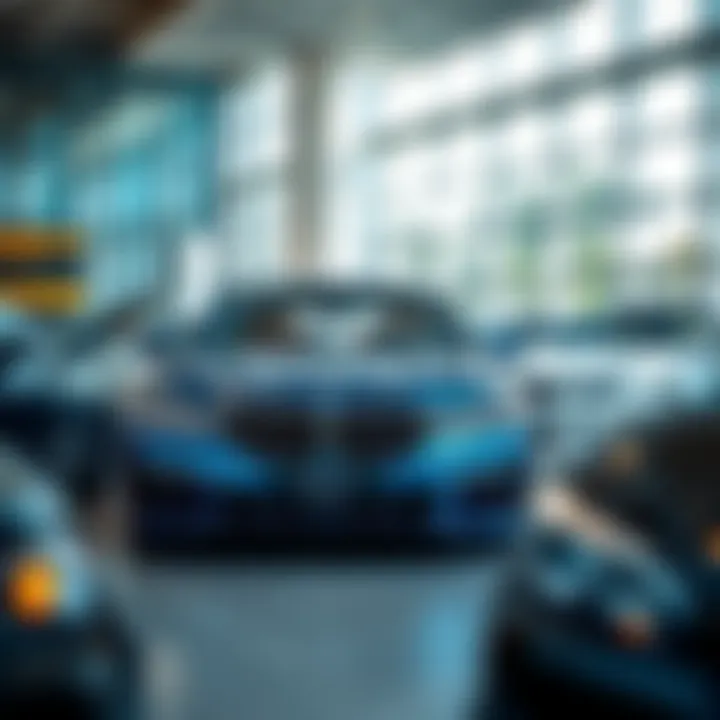 Luxury BMW vehicles displayed in a showroom highlighting the brand's innovation and prestige