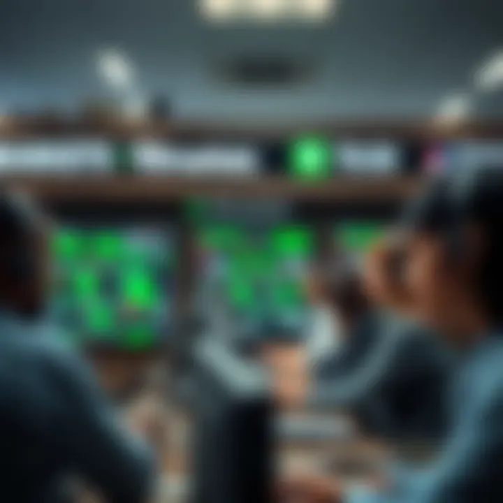 Conceptual graphic illustrating customer support services for online trading users