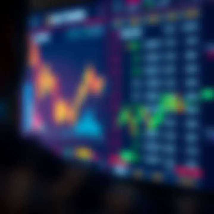 Digital interface showing currency exchange rates and AI algorithms analyzing forex market trends