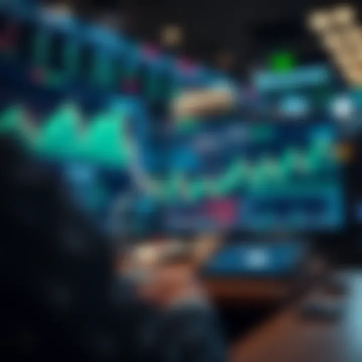 Conceptual illustration of automated forex trading with artificial intelligence and financial data