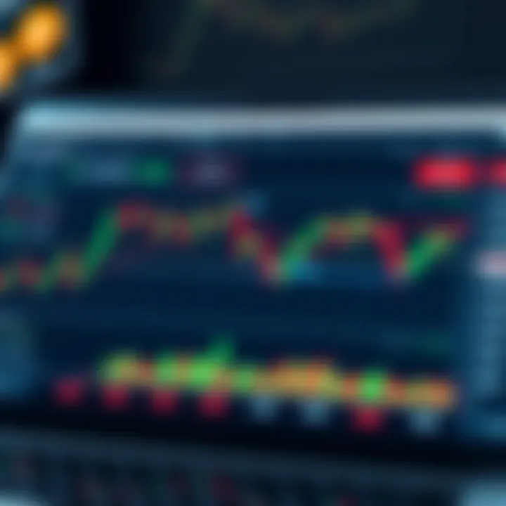Graphical interface of TradingView highlighting trend lines and binary options trading tools