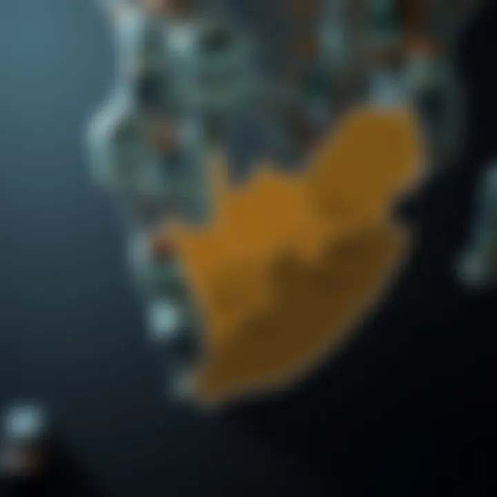 Map of South Africa highlighting regions with significant derif applications in various sectors