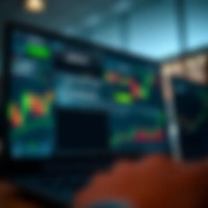 Illustration of a digital trading platform displaying a bonus credit notification on the screen