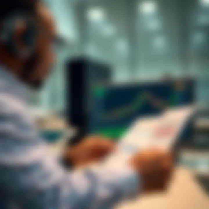Illustration showing South African trader analyzing investment options on FBK Markets platform