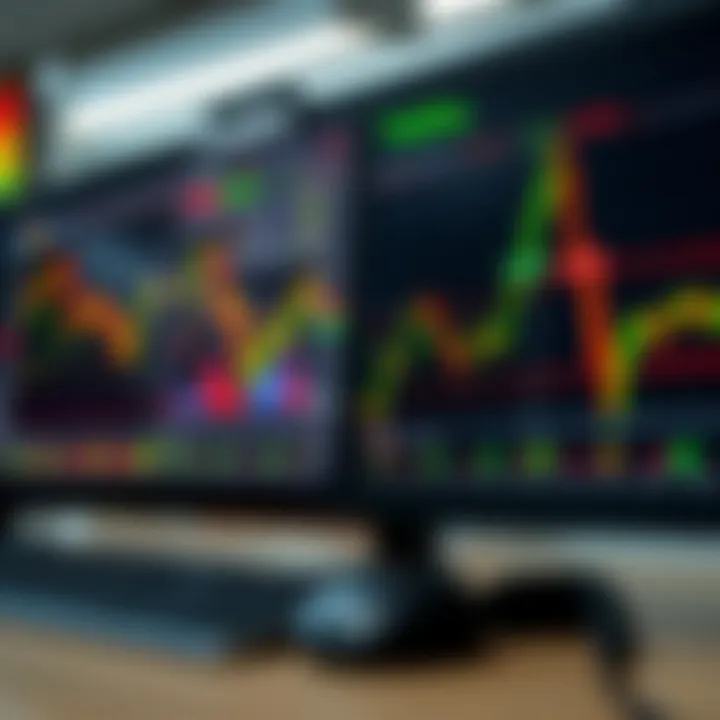 Stock market charts displaying trading activity during New York session overlapping with South African trading hours