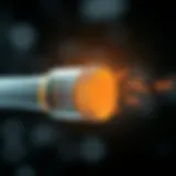 Cross-sectional view of an optical fiber illustrating core and cladding with distinct refractive indices