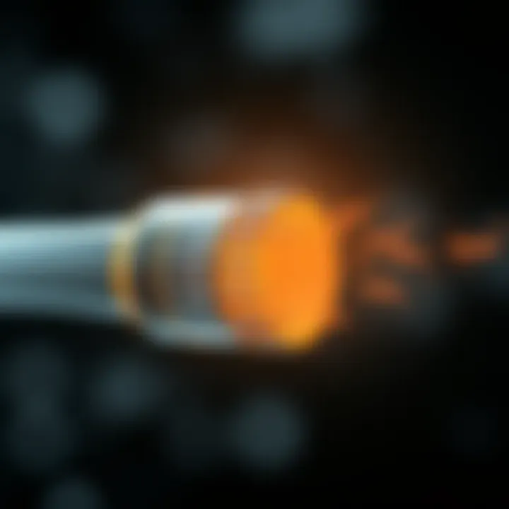 Cross-sectional view of an optical fiber illustrating core and cladding with distinct refractive indices