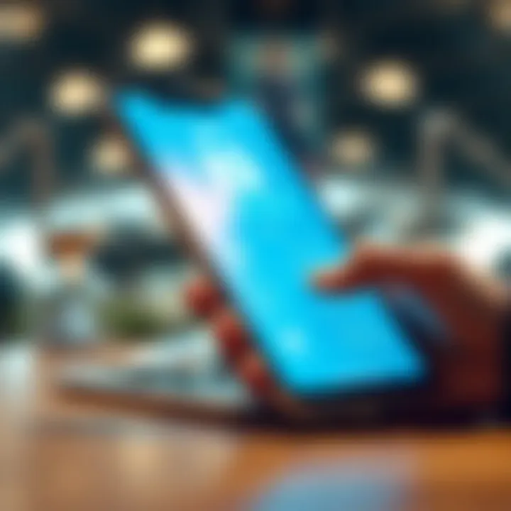 Secure digital transaction on mobile device with financial icons representing withdrawal