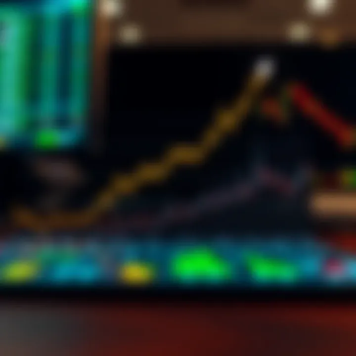 Graph showing upward financial market trends with digital interface elements