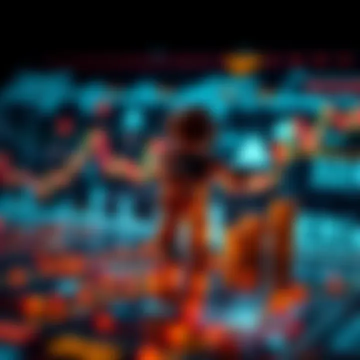 Conceptual illustration of algorithm-driven asset buying and selling with financial symbols and digital technology elements