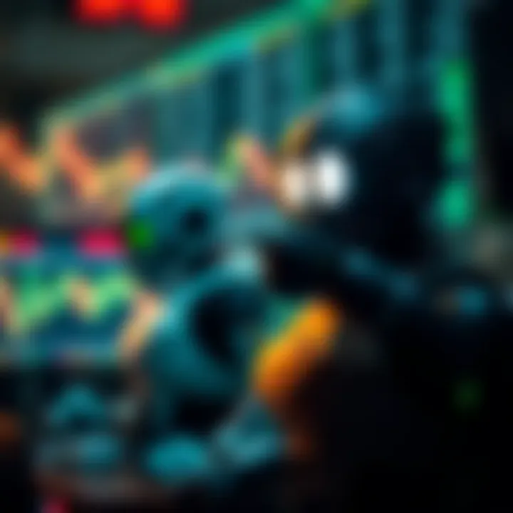 Visual representation of risk management strategies in forex trading with robots and protective measures