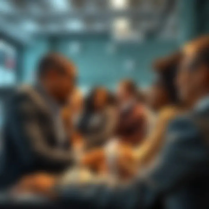 Digital illustration showing diverse South African investors engaging with a crowdfunding platform interface