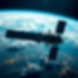 Illustration of satellite orbiting Earth representing commercial space activities and technological innovation