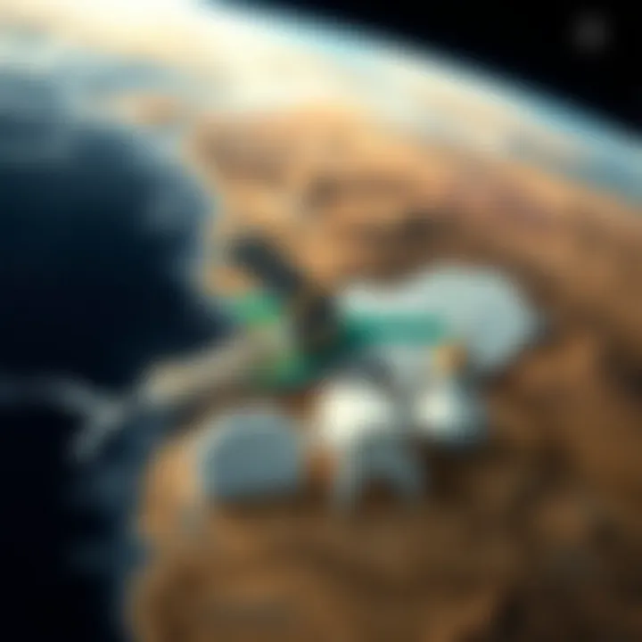 Map highlighting South Africa with spacecraft and economic icons symbolizing emerging space markets participation