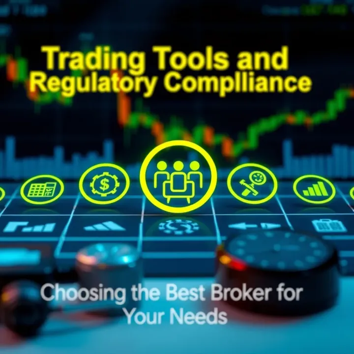 Graphical representation of trading tools and regulatory compliance icons