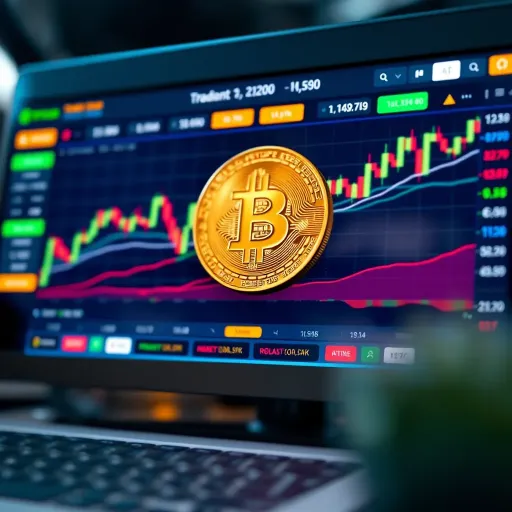 User interface of a bitcoin trading platform showing market charts and trading options