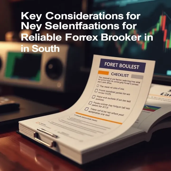 Checklist highlighting key factors to consider when choosing a forex broker in South Africa