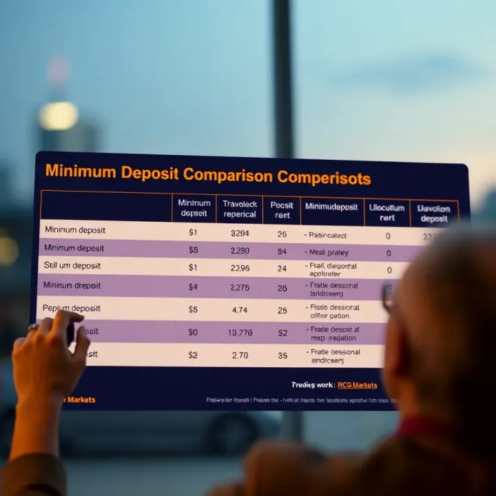 Comparison chart highlighting minimum deposit requirements of different brokers relevant to South African traders