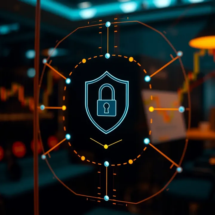 Graphic illustrating secure login with a shield icon representing protection of user account data