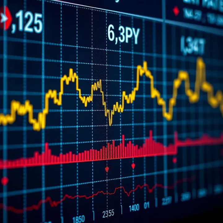 Graph showing recent EUR/JPY currency exchange rate trends with upward and downward movements
