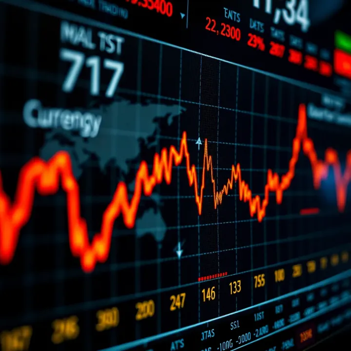Graph showing fluctuating currency exchange rates typical in forex trading