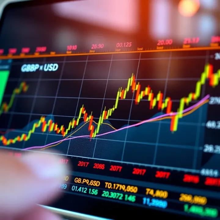Graph showing recent fluctuations in GBP/USD exchange rate with economic data overlays