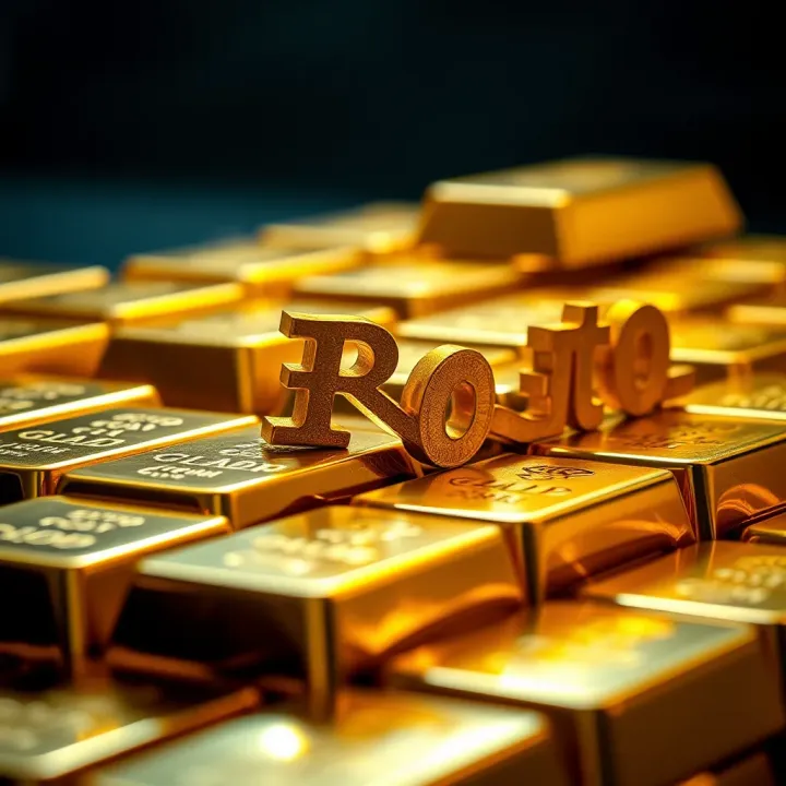 Close-up of gold bars stacked together representing investment value