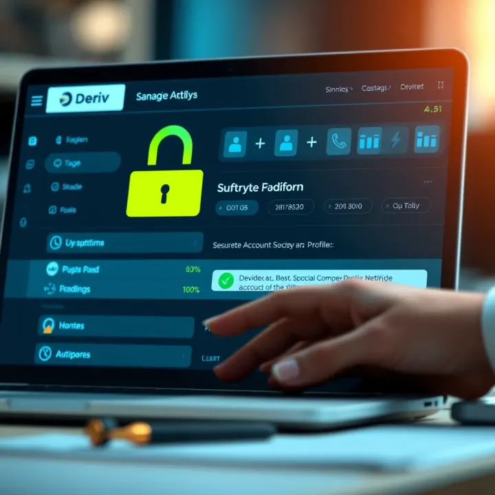 Secure account management and profile customization options on Deriv platform