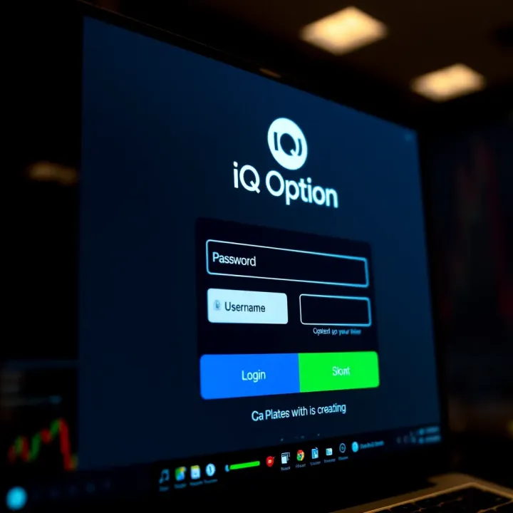 Secure login interface of IQ Option platform with password and username fields