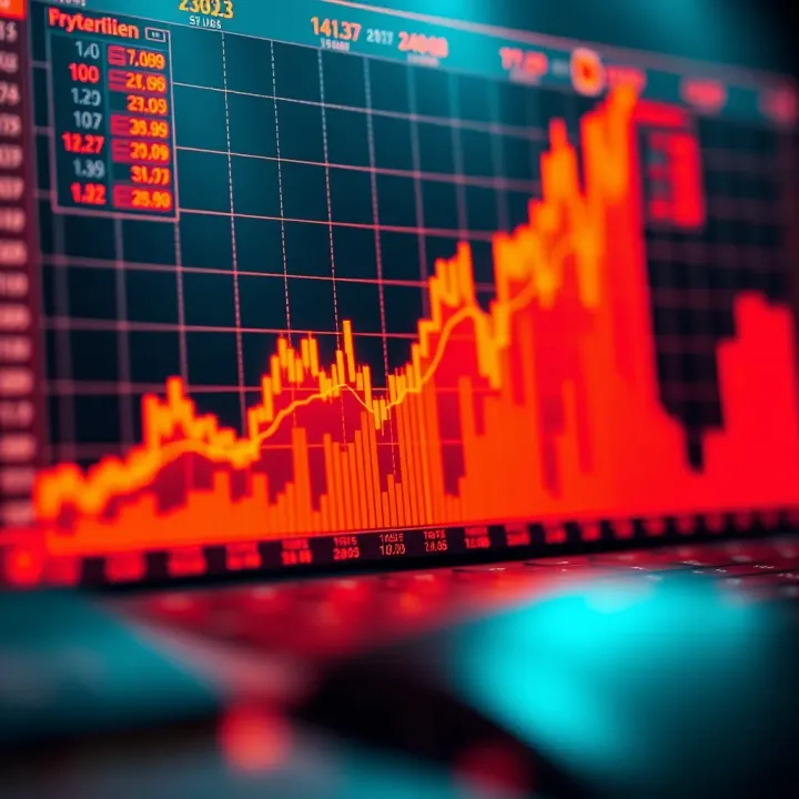Graph depicting cryptocurrency market trends and risk management concepts