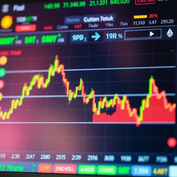 Graph showing cryptocurrency price fluctuations on a digital trading platform
