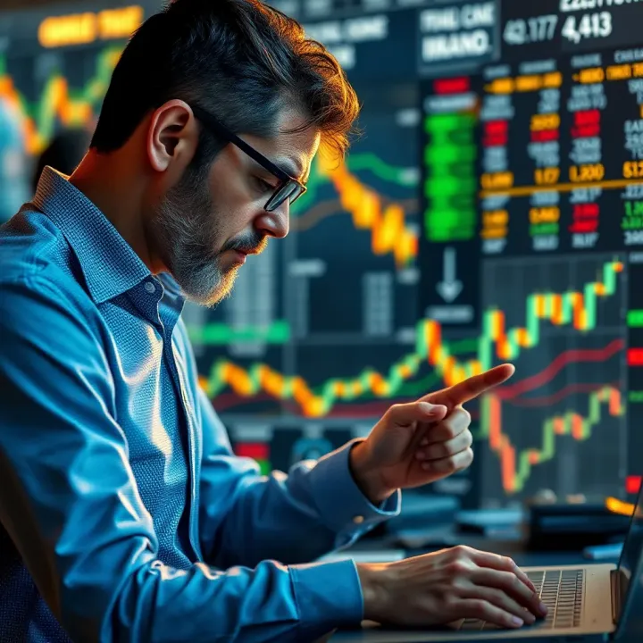 Analyst reviewing market data and charts to predict gold price trends for investment decisions