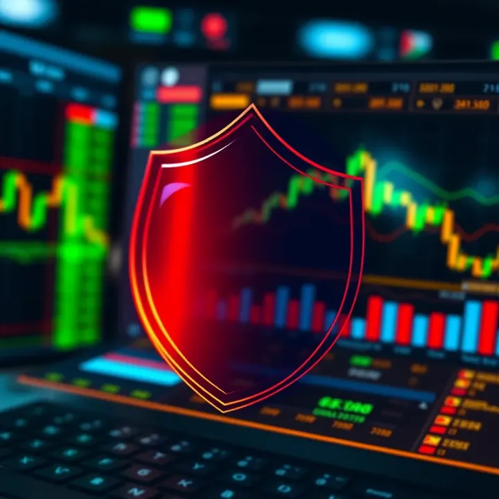 Graphic illustrating secure trading and data protection within the Iq Option platform