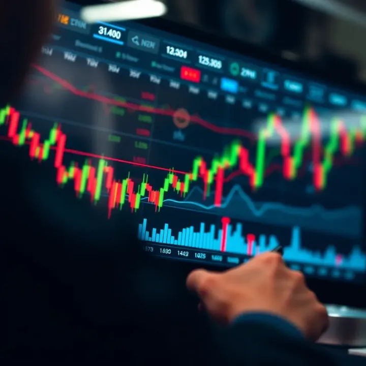 Chart displaying fluctuating market trends and key indicators for strategic trading