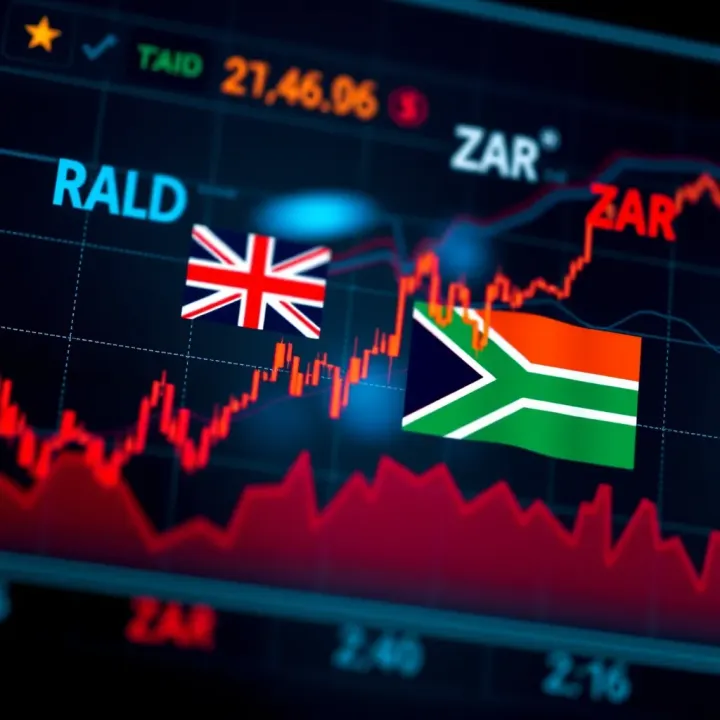 Graph depicting the fluctuating exchange rate between New Zealand Dollar and South African Rand