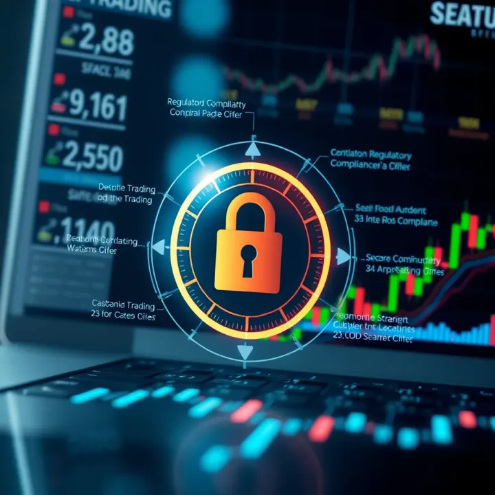 Illustration showing regulatory compliance and security measures for online trading platforms